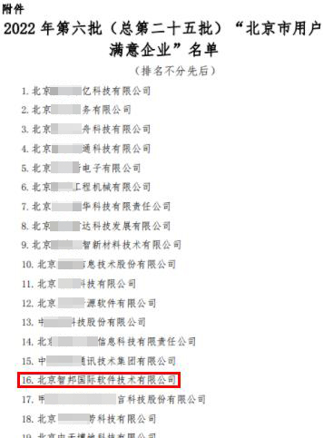 喜讯!智邦国际被评为“北京市用户满意企业”